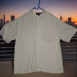 Nat Nast Luxury Original Shirt Mens XL Ivory Diamond Embroidered 100% Silk VTG